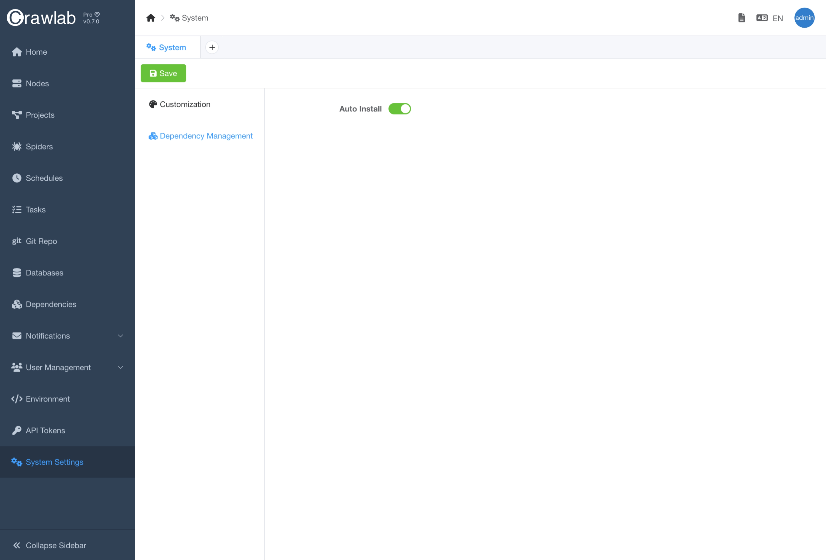 Enable/Disable Auto Install Dependencies